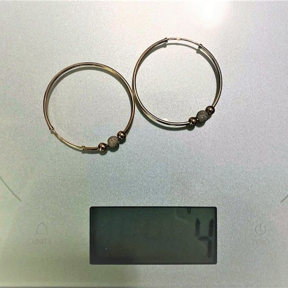 NEW NWOT Russian Russia Solid 14K 585 Rose Pink Gold Large Hoop Earrings - Picture 4 of 5